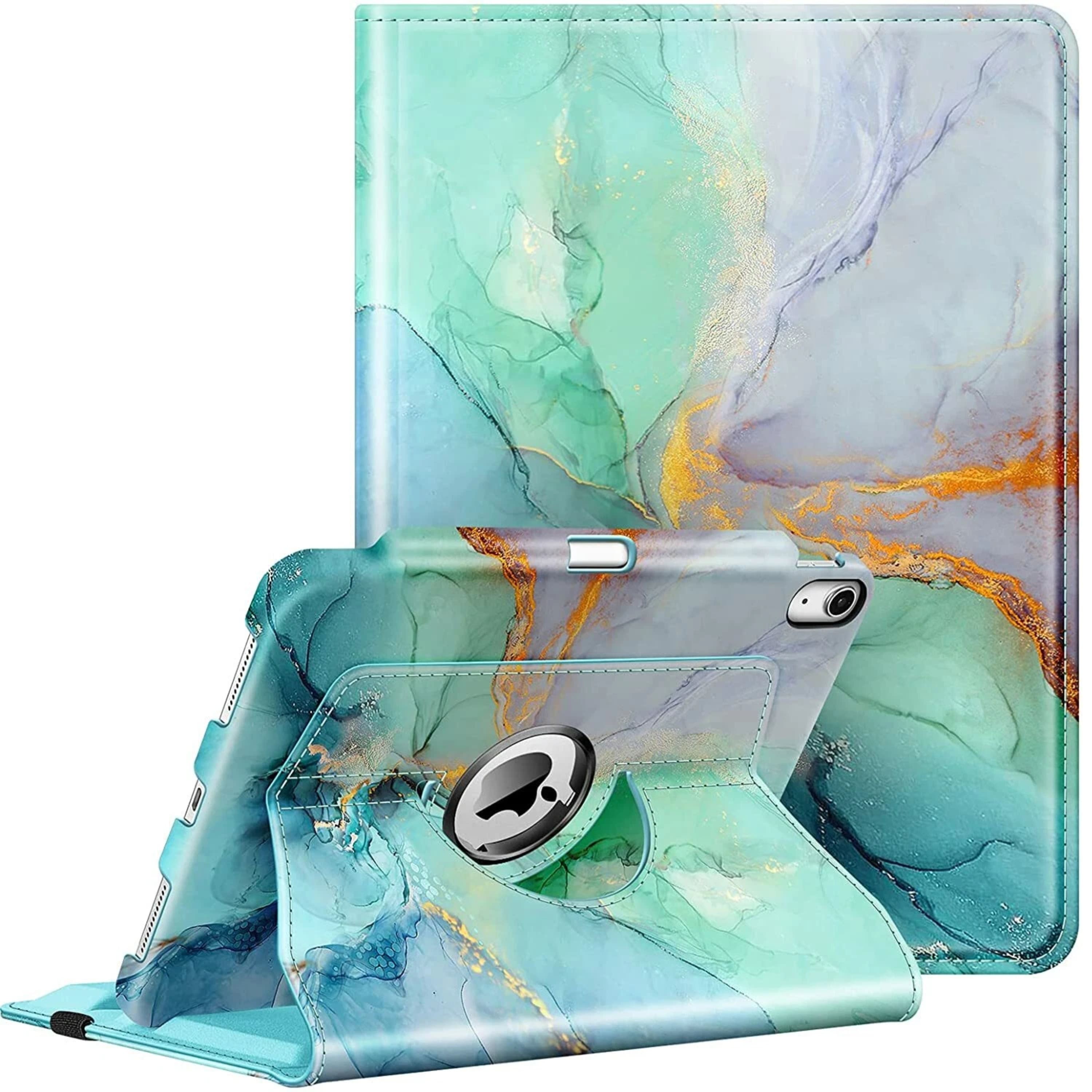 Front. Kitcheniva - Rotating Protective Case For iPad Air 11 Inch M3 2025 2024 And iPad Air 5th 4th Emerald Marble - Emerald Marble.