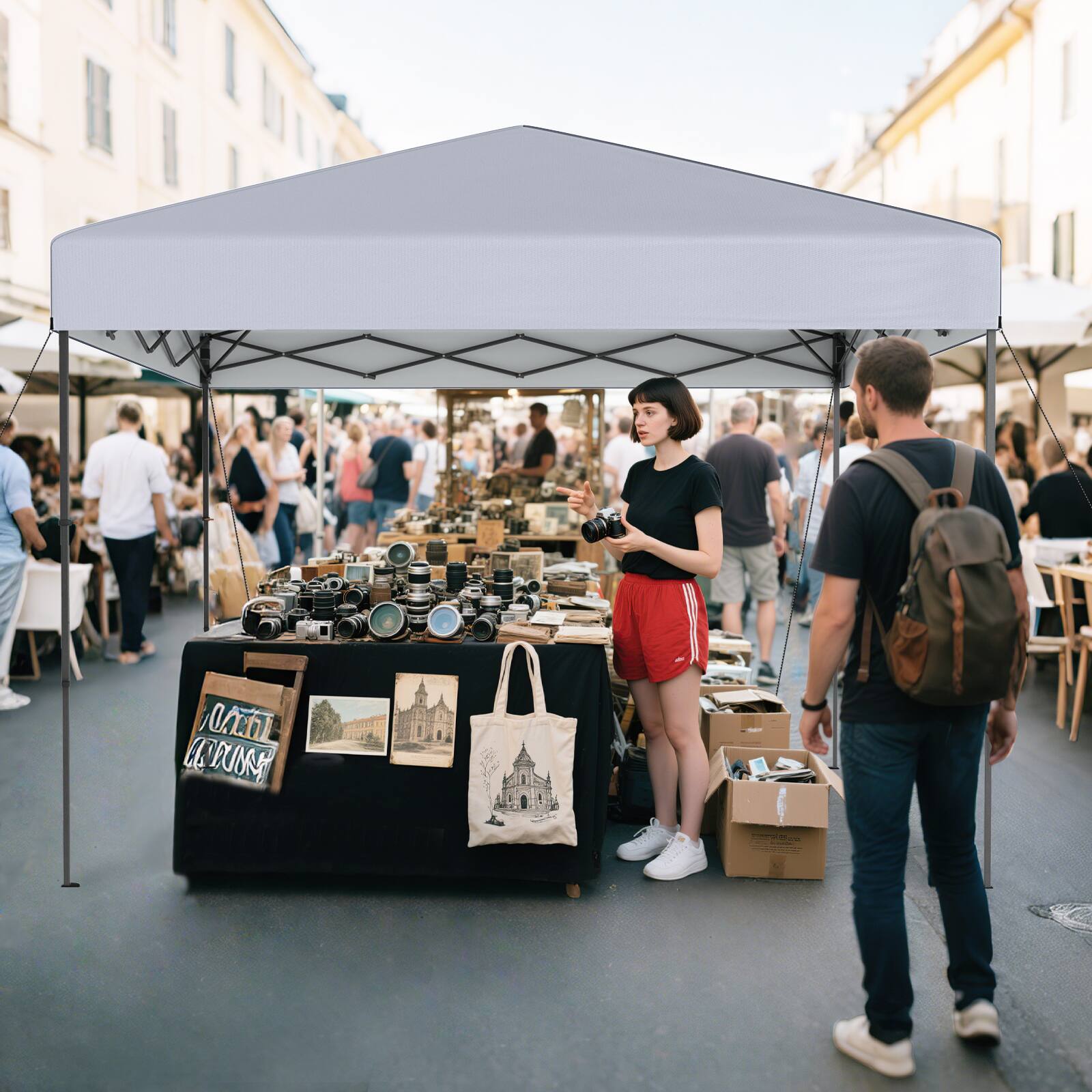 Alt View 2. Gymax - Gymax 10 X 10 FT Pop up Canopy Tent w/ Portable Carrying Bag 8 Stakes 4 Wind Ropes White - White.