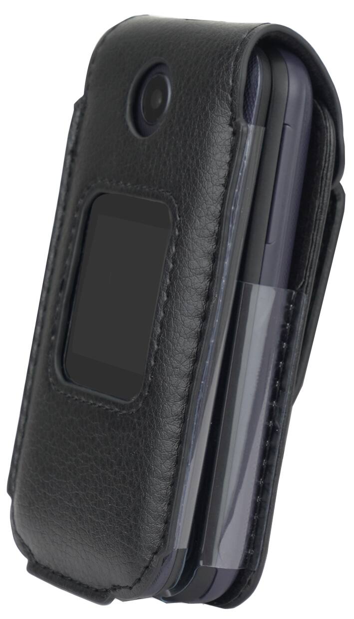Alt View 9. Nakedcellphone - Vegan Leather Case with Belt Clip for Alcatel Go Flip 4, TCL FLIP Pro, TCL Classic, TCL Flip Go - Black.