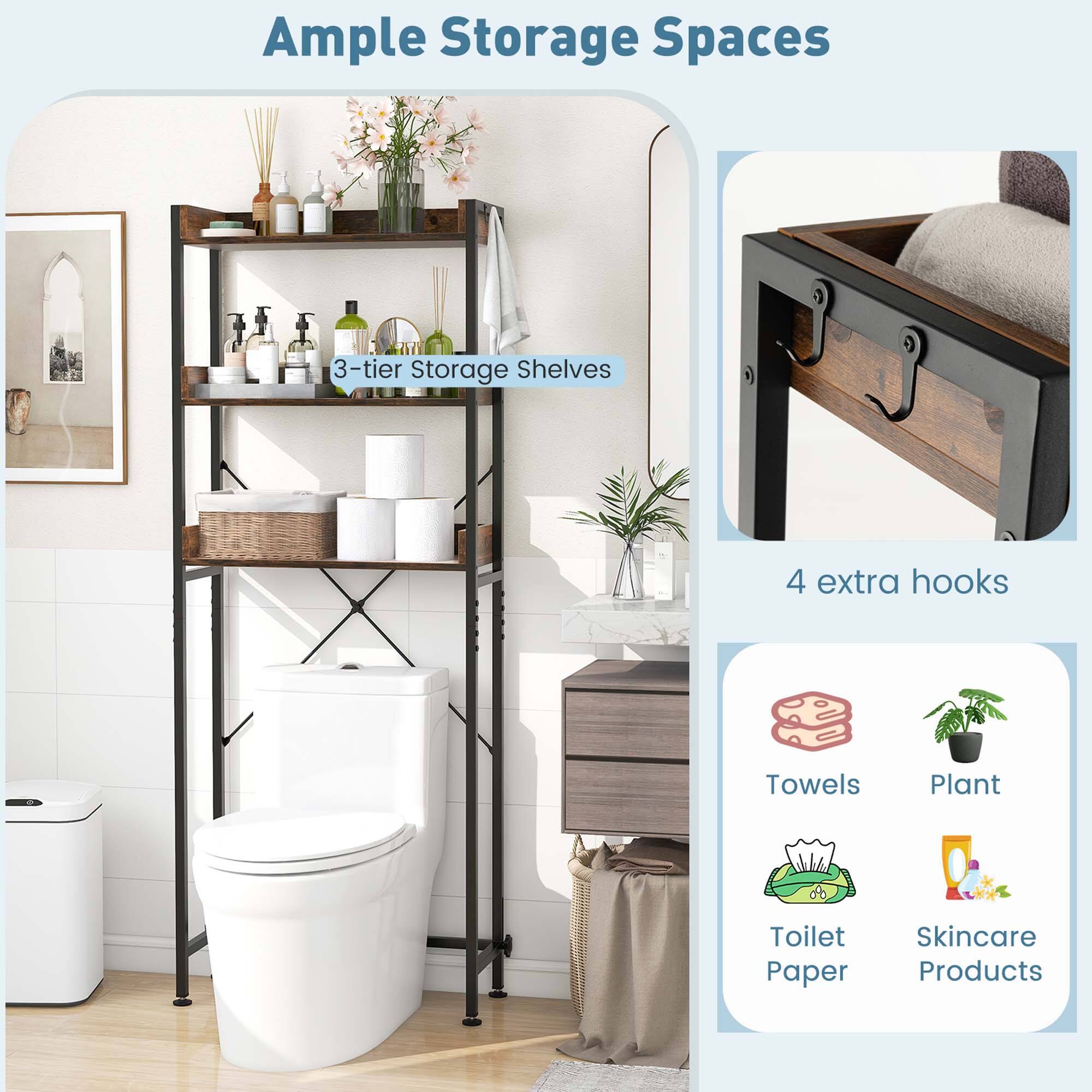 Cocoa　0603 Costway 3 Tier Over The Toilet Bathroom Shelf Metal Frame