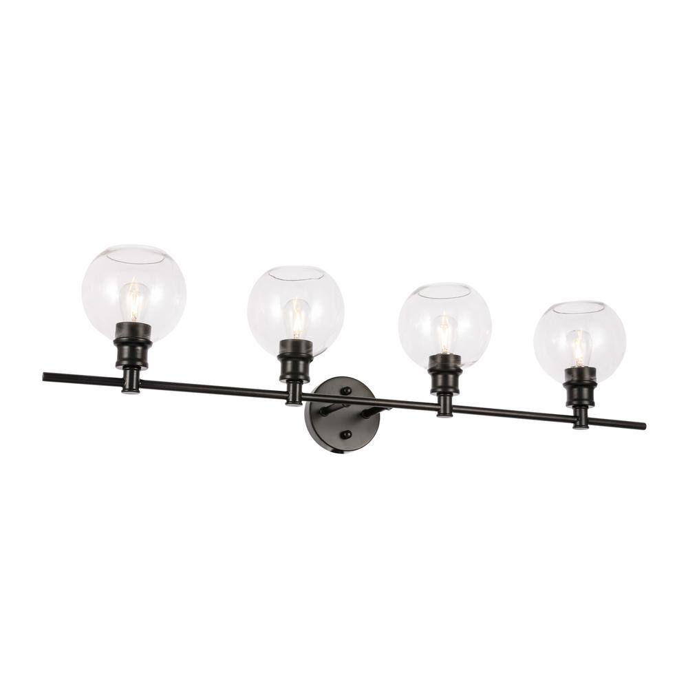 Alt View 8. Living District - Collier 4 light Black and Clear glass Wall sconce - Black And Clear Glass.