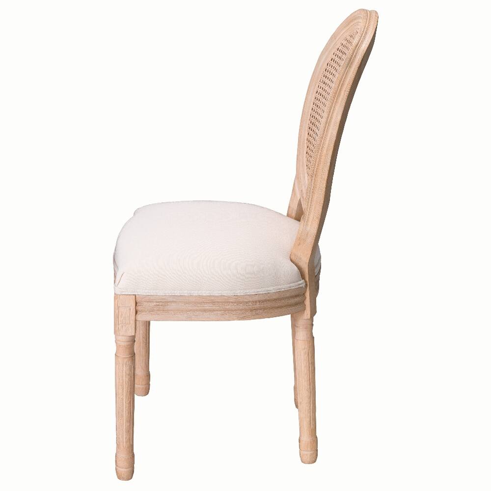 Alt View 10. Loheer - Loheer French Country Dining Chairs Set of 2 Upholstered Round Back Solid Wood Beige - Beige.