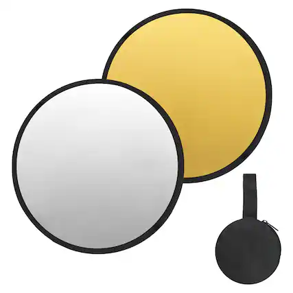 Front. Unique Bargains - 2pcs 12"/30cm 2-in-1 Collapsible Light Reflector with Bag for Studio/Outdoor - Gold/Silver.