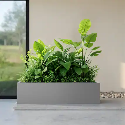 Front. PexFix - 36 in. W x 10 in. H Rectangle Metal Planter Box Raised Garden Beds with Drainage Hole-Ideal for Patio and Backyard - Gray.