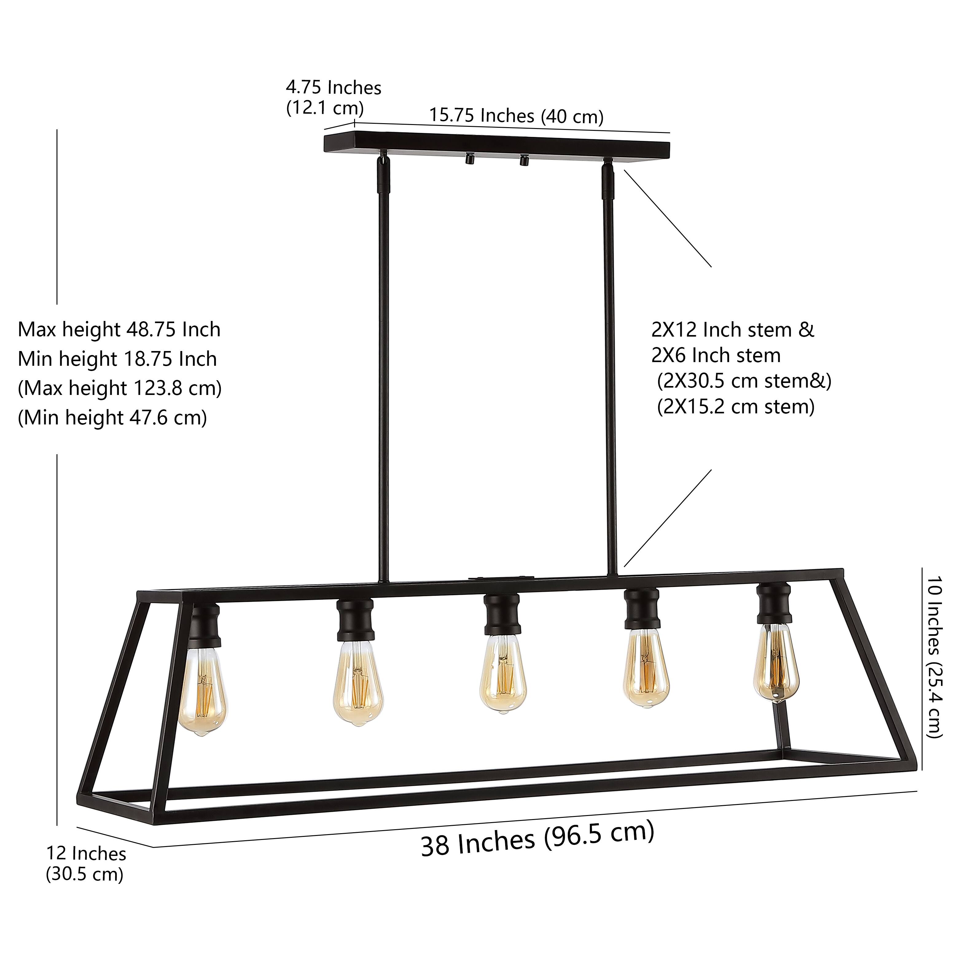 4.75 Inches (12.1 cm)  
15.75 Inches (40 cm)  
Max height 48.75 Inch  
Min height 18.75 Inch  
(Max height 123.8 cm)  
(Min height 47.6 cm)  
2X12 Inch stem & 2X6 Inch stem  
(2X30.5 cm stem&) (2X15.2 cm stem)  
10 Inches (25.4 cm)  
12 Inches (30.5 cm)  
38 Inches (96.5 cm)