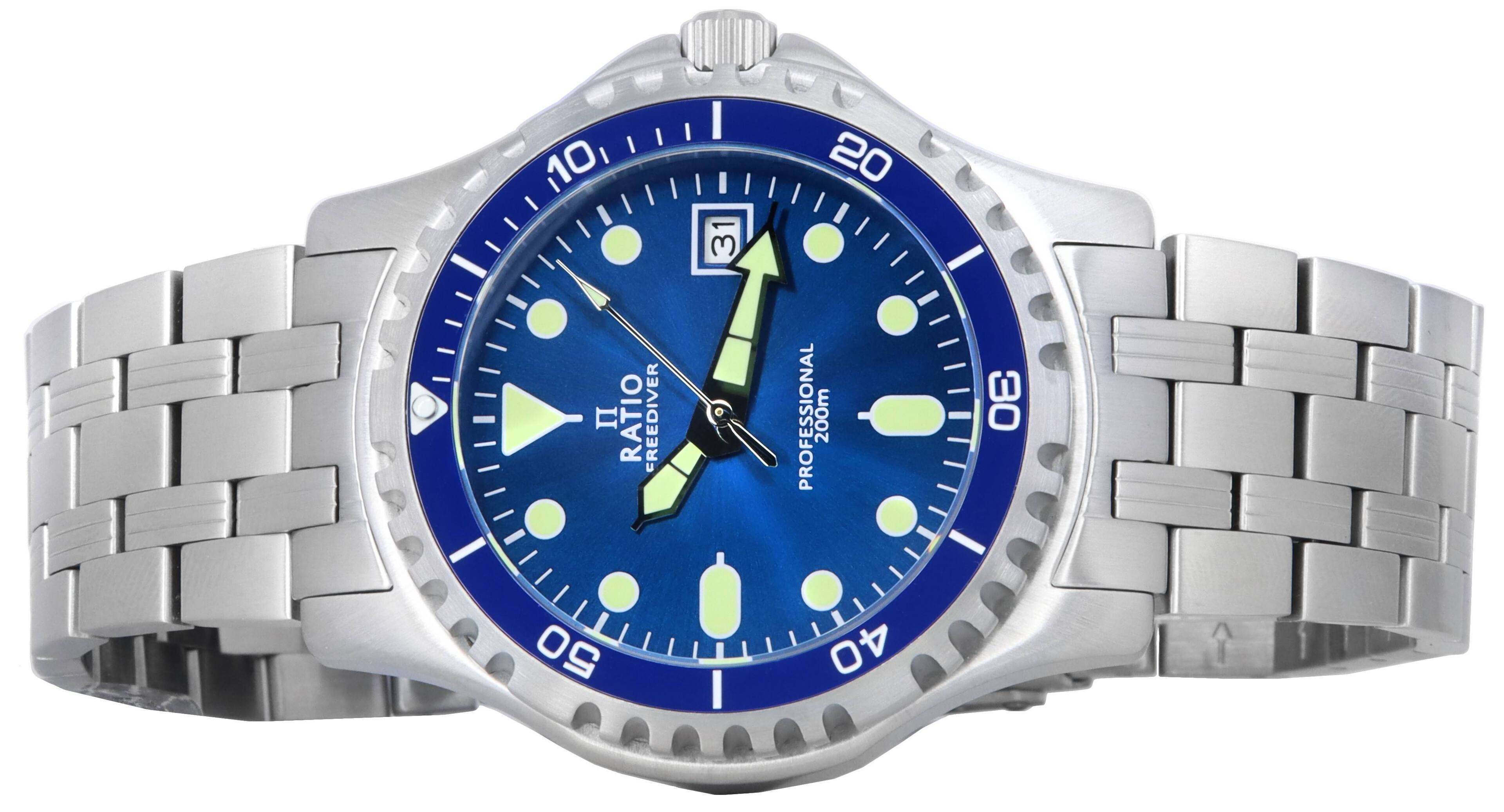 RATIO FreeDiver Professional Sapphire Blue Sunray Dial Quartz