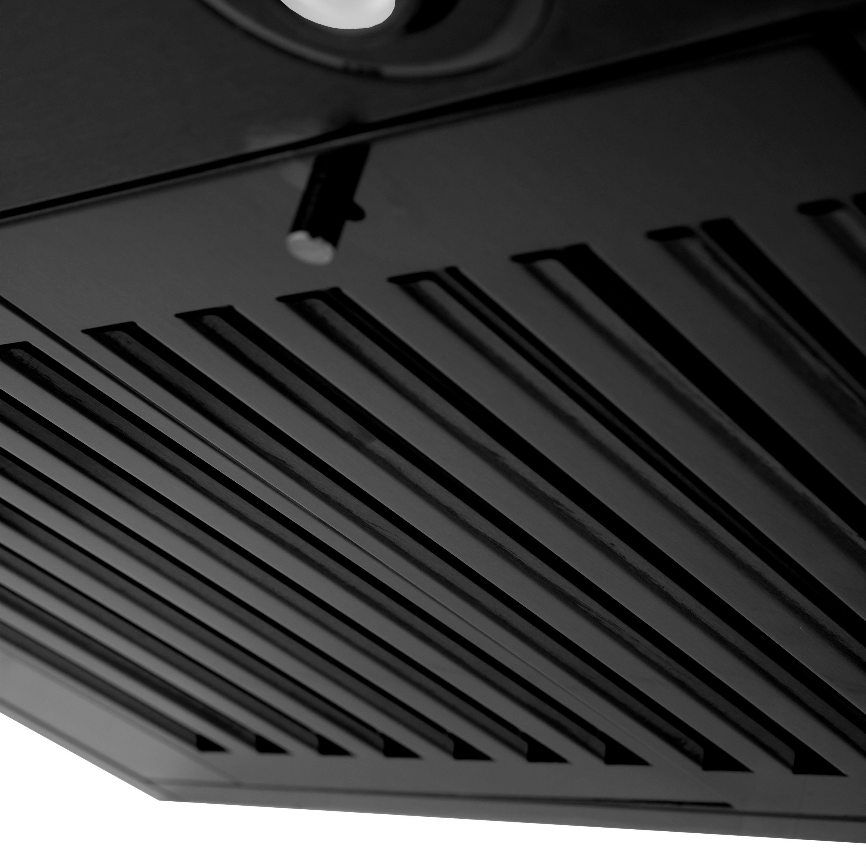 Alt View 1. ZLINE - ZLINE 24" Convertible Vent Wall Mount Range Hood in Black Stainless Steel with Crown Molding (BSKENCRN-24) - Black Stainless Steel.