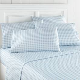 Shavel Home Products - Seersucker Sheet Set, King - Gingham Blue