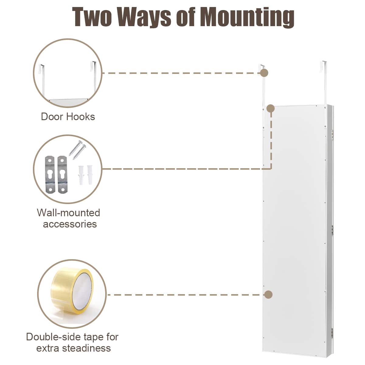 Two Ways of Mounting Door Hooks Wall-mounted accessories Double-side tape for extra steadiness