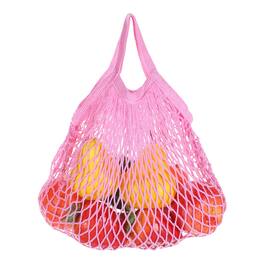 Unique Bargains - Reusable Mesh Produce Bag, Washable Net Portable Fruit Veg Bag, Cotton String Short Handle for Grocery Shopping - Pink