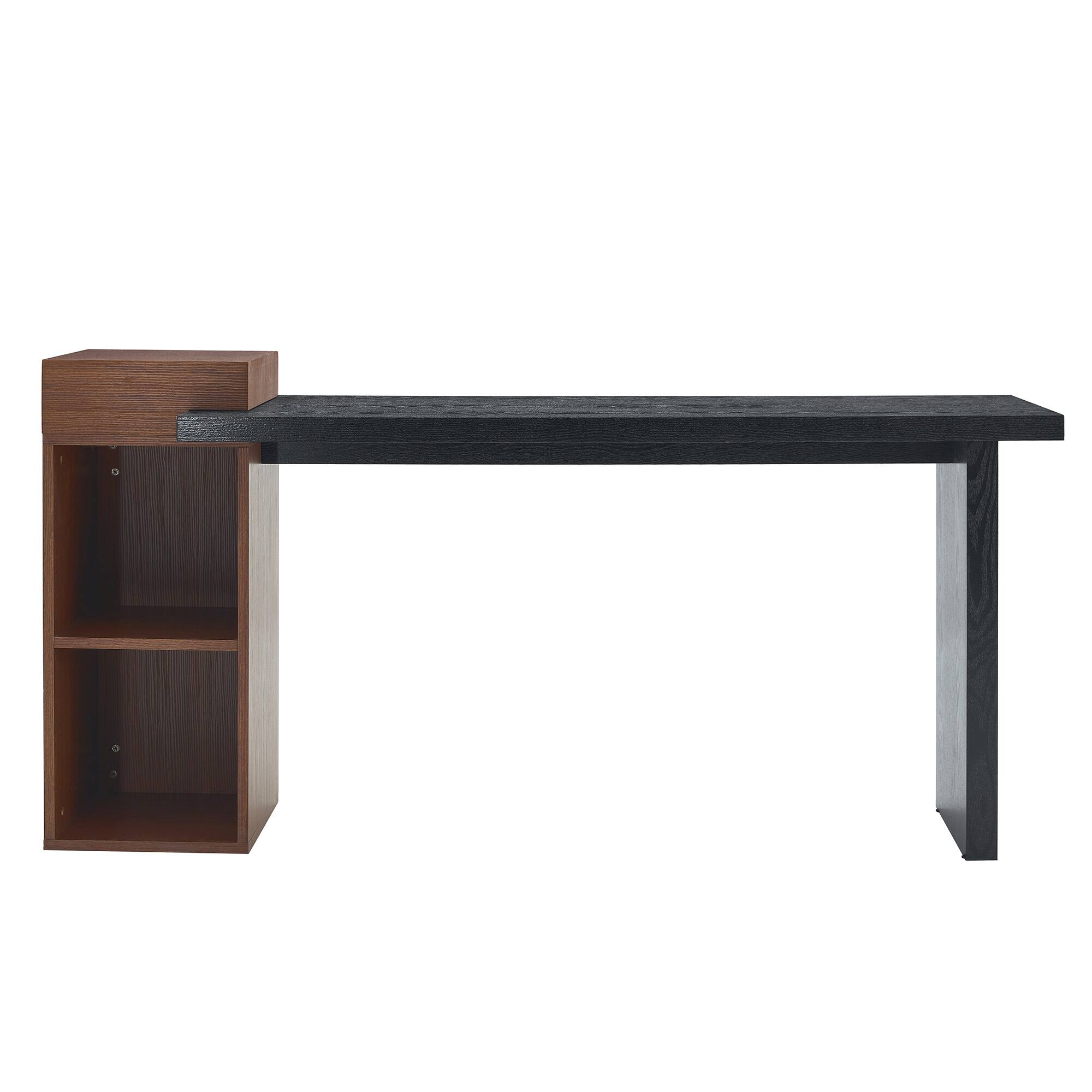 Alt View 10. Loheer - Loheer- Modern Two Tone Console Table 5.58x1.79x2.75 ft Black Walnut Wood Grain Sofa Side Table with Open Storage - Black,Walnut.