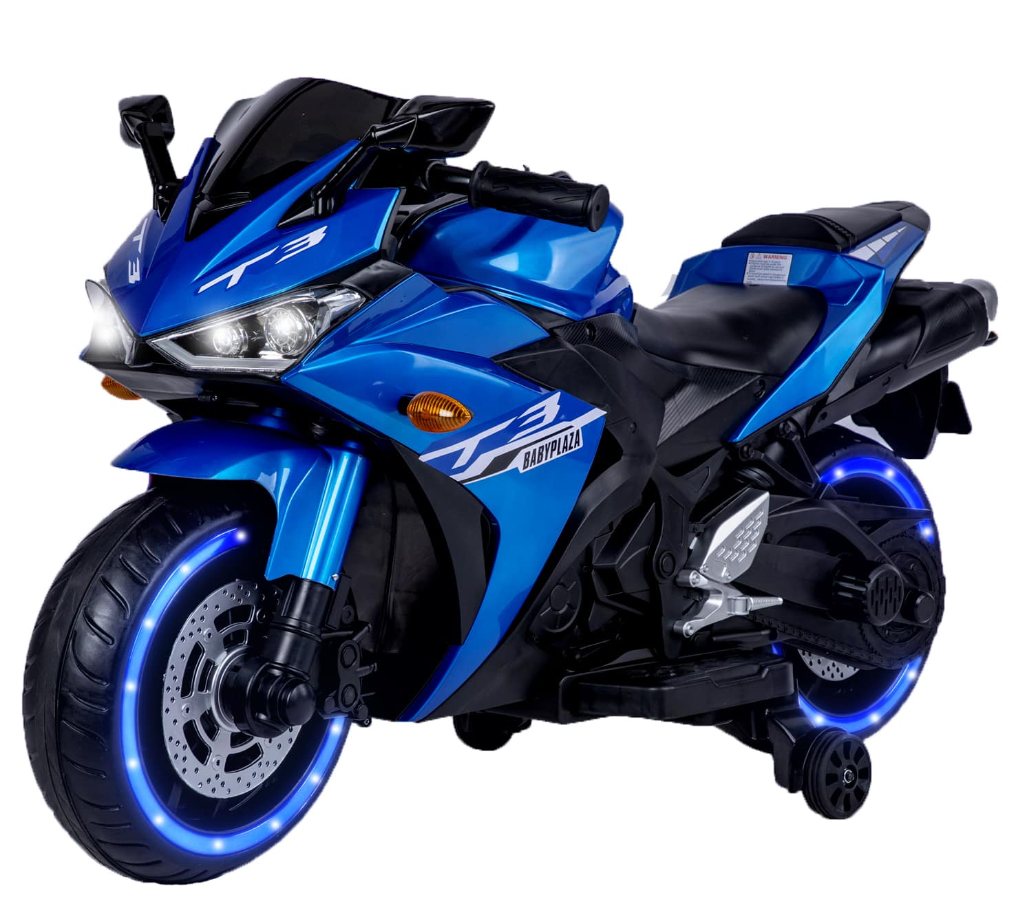 Aukfa - Kids Motorcycle 12V - Ride On Toy for Ages 3-8, Training Wheels, Manual Throttle, Lighting Wheels for Boys & Girls