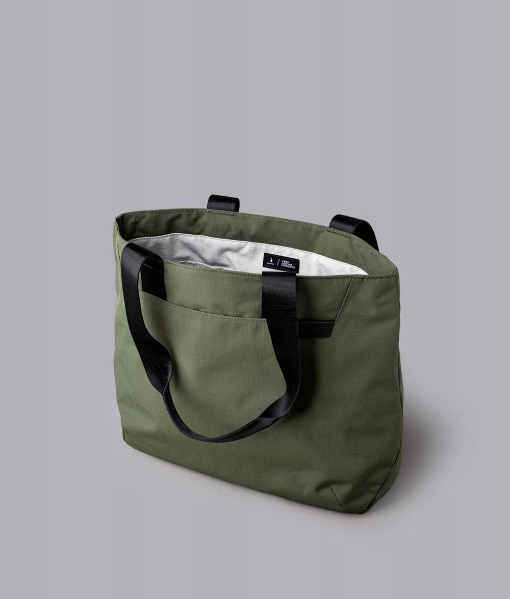 Alt View 4. ALPAKA - Elements Tote Bag 14.5L Weatherproof Foldable Travel Tote with Magnetic Closure - Green/G Axoflux 210D.