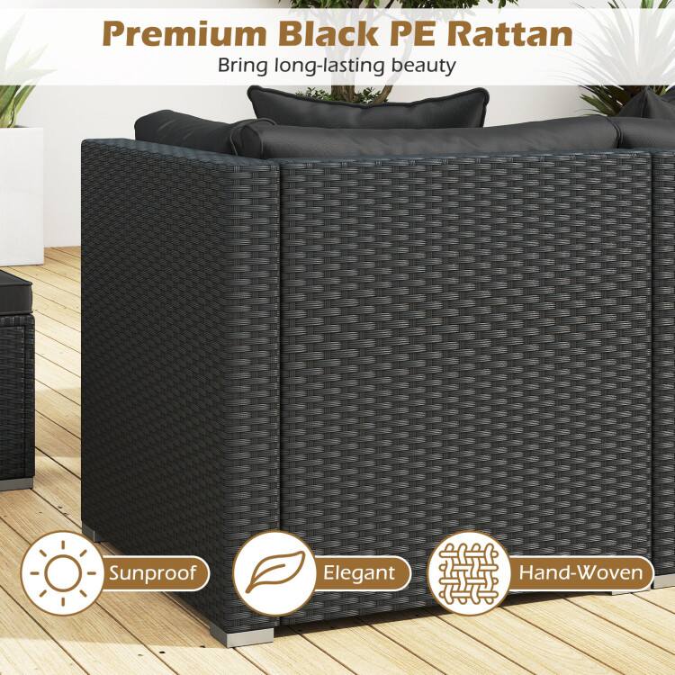 Premium Black PE Rattan  
Bring long-lasting beauty  

Sunproof  
Elegant  
Hand-Woven