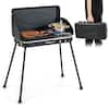 Angle. Costway - 2-in-1 Propane Grill 2 Burner Camping Gas Stove Portable with Removable Leg Black - Black.