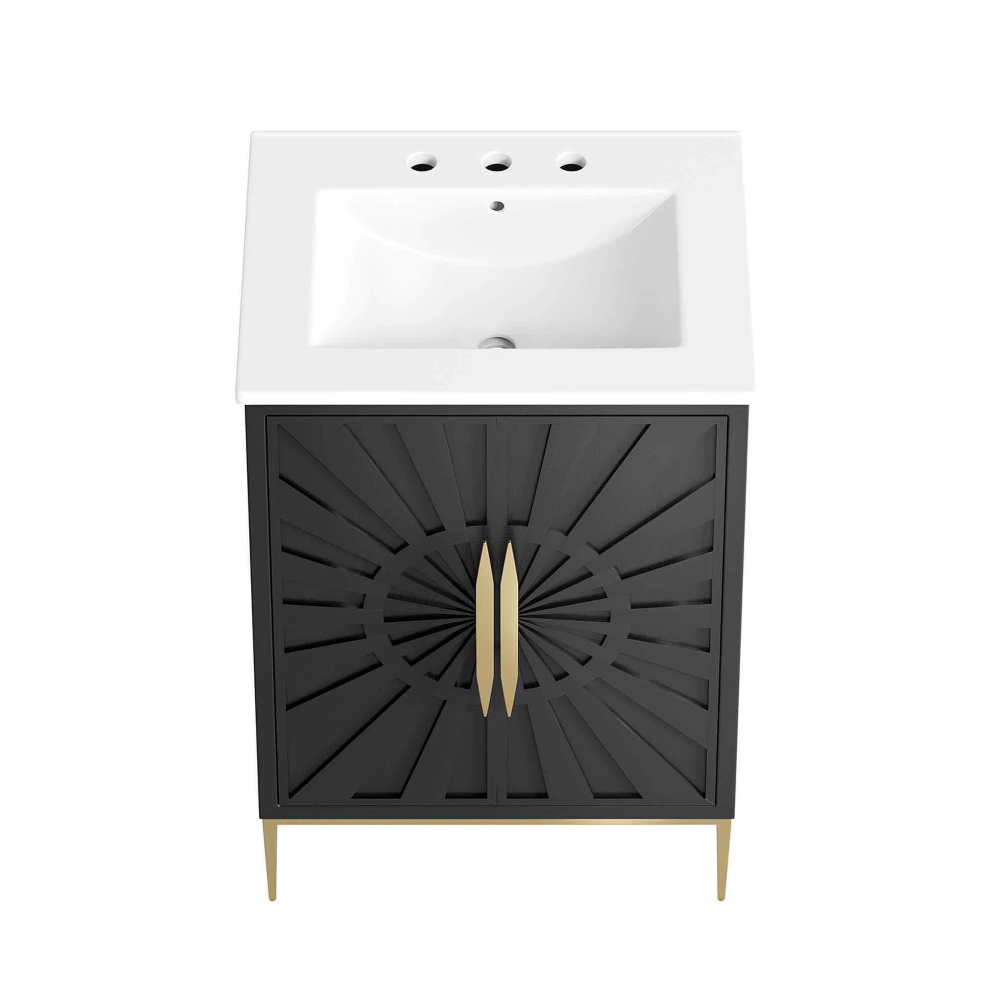 Alt View 6. Modway - Awaken Bathroom Vanity Basin Included by Modway - White Black.