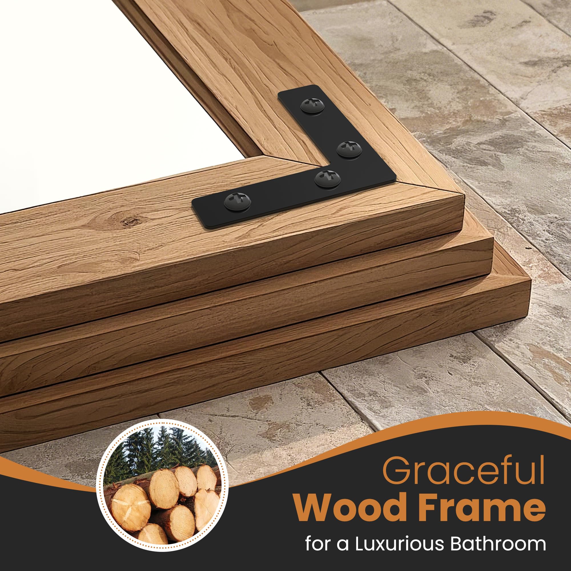 Graceful Wood Frame for a Luxurious Bathroom