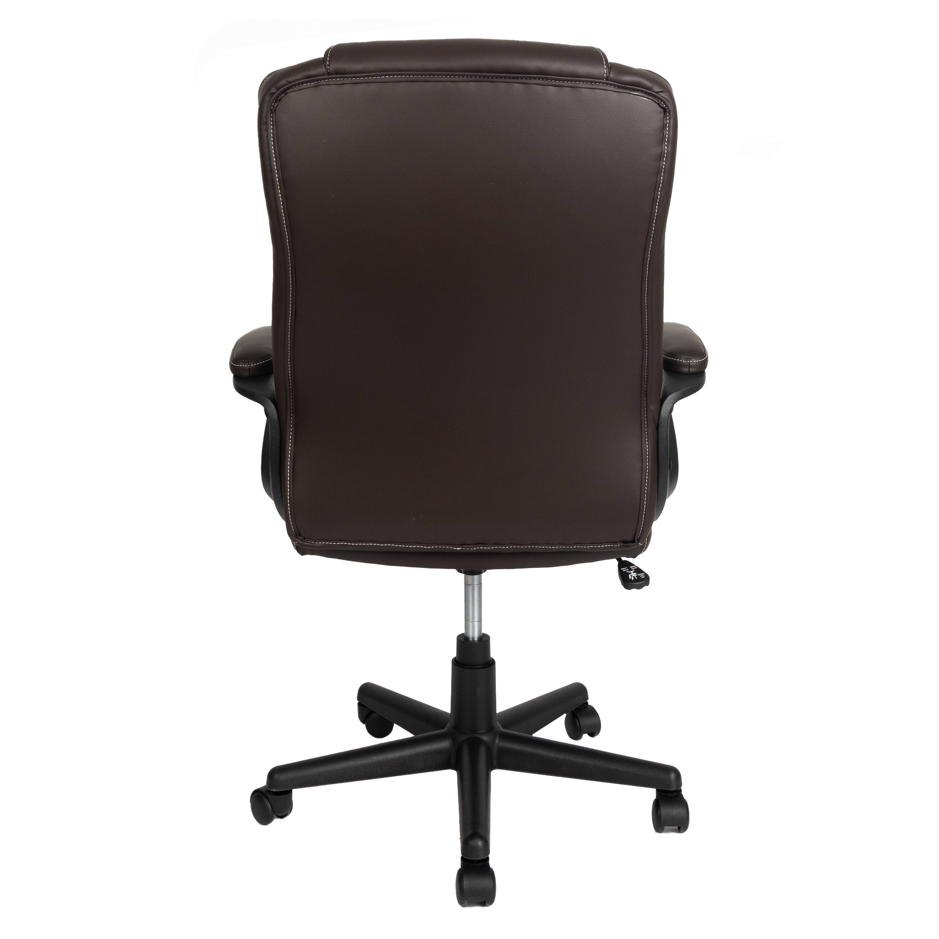 Back. Forest'nSky - Techni Mobili Executive High-Back Office Chair, Brown Faux Leather with Diamond Stitching - Brown.