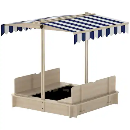 Front. Outsunny - Kids Sandbox with Cover.