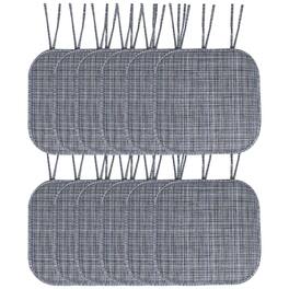 Sweet Home Collection - Aria Memory Foam Non-Slip 16" x 16" Chair Cushion Pad with Ties, 12-Pack - Black/Blue