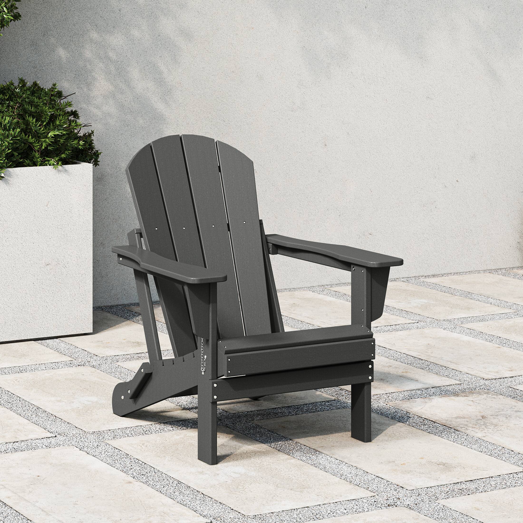 Angle. WestinTrends - WestinTrends Malibu HDPE Outdoor Patio Folding Poly Adirondack Chair - Gray.