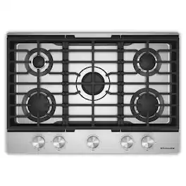 KitchenAid - 30 in. Gas Cooktop with 5 Versatile Burners - Stainless Steel