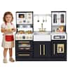 Front. Gymax - Gymax Wooden Kitchen Playset w/Realistic Lights & Sounds Stoves Sink Faucet Oven Black - Black.