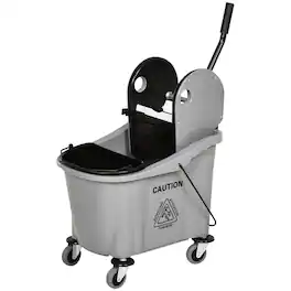 Homcom - Gallon (38 Quart) Mop Bucket with Wringer Cleaning Cart, 4 Moving Wheels - Gray