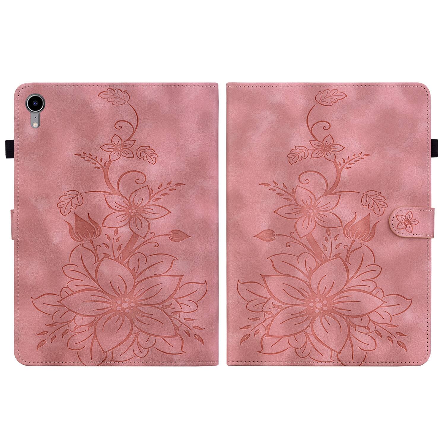 Alt View 1. Dteck - Case for Apple iPad mini (A17 Pro) 2024 & iPad mini 6th Gen 8.3" 2021,Embossed Pattern PU Leather Flip Card Holder Cover - Pink.