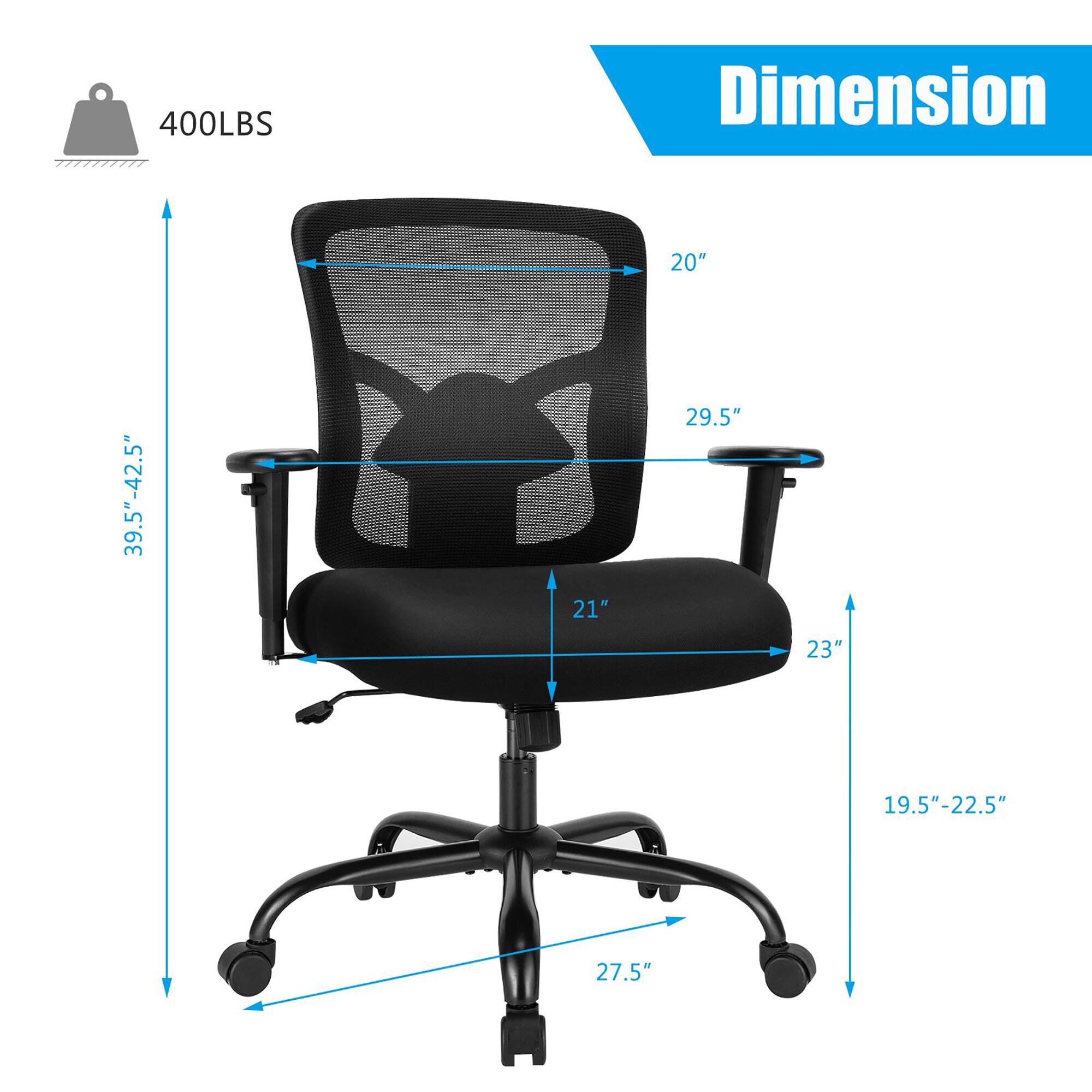 The text on the image reads: "400LBS Dimension 20" 39.5"-42.5" 21" 29.5" 23" 19.5"-22.5" 27.5".