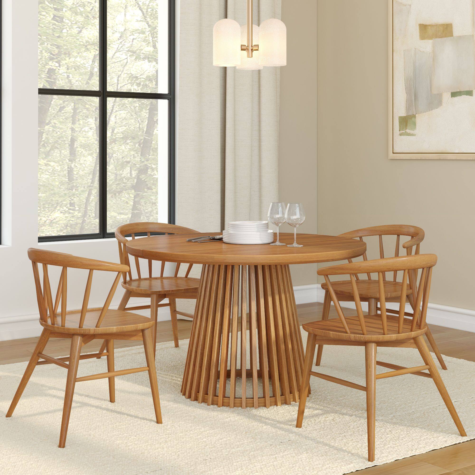 Alt View 5. Plank+Beam - Lido Round Dining Table (47in / 1194mm)|| Pecan - Pecan.