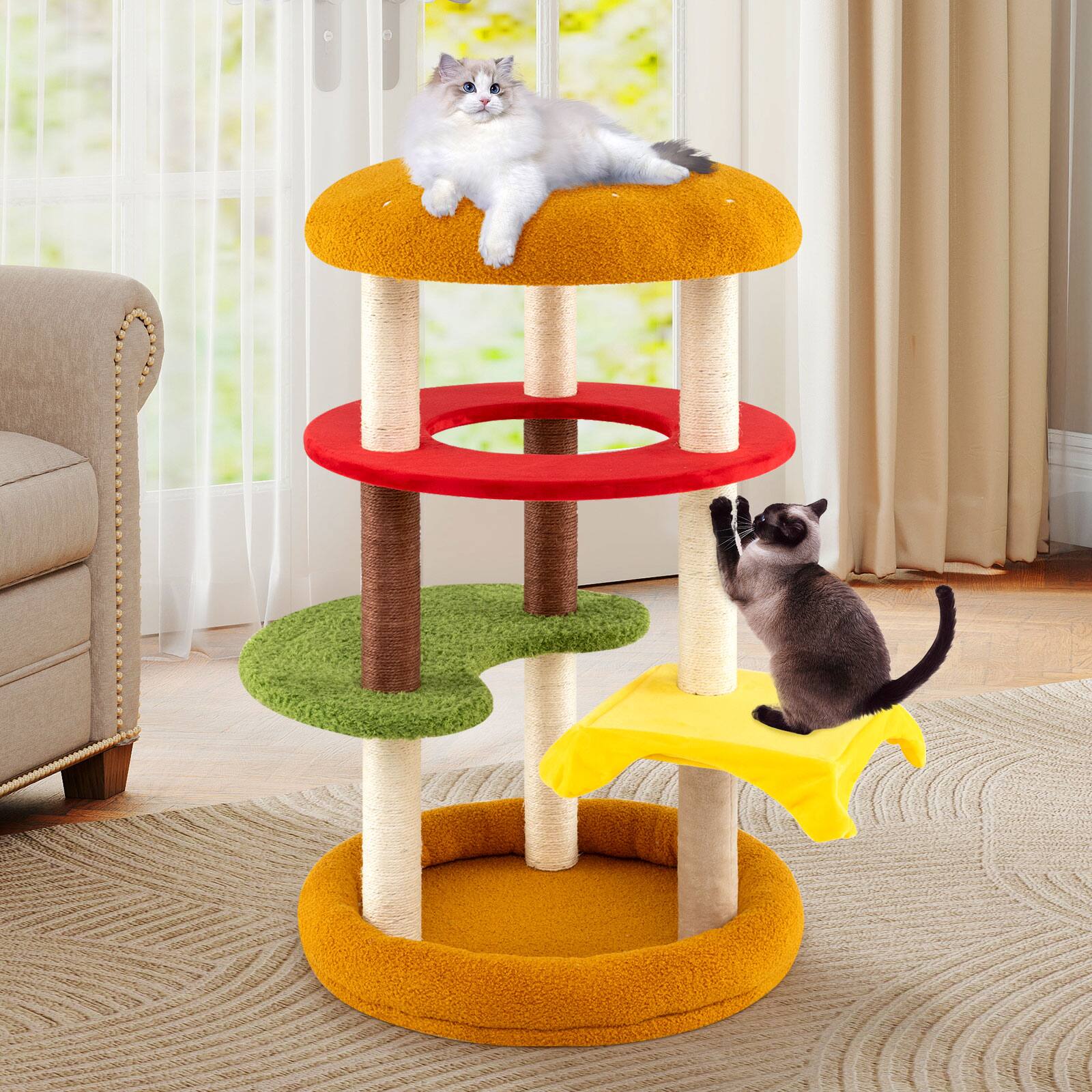 Alt View 4. Gymax - Gymax 42'' Tall Cat Tree w/Padded Perch Bed Sisal Scratching Posts Plush Cushions.