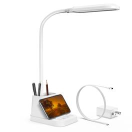 Cedar Assembly - Led Desk Lamp With Usb Charging Port Study Table Light For Home Office Bedrooms Flexible Gooseneck Small - White