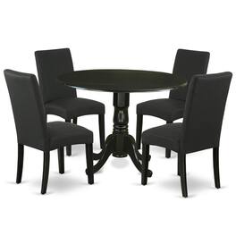 East West Furniture - Dining Room Set Black - Brown