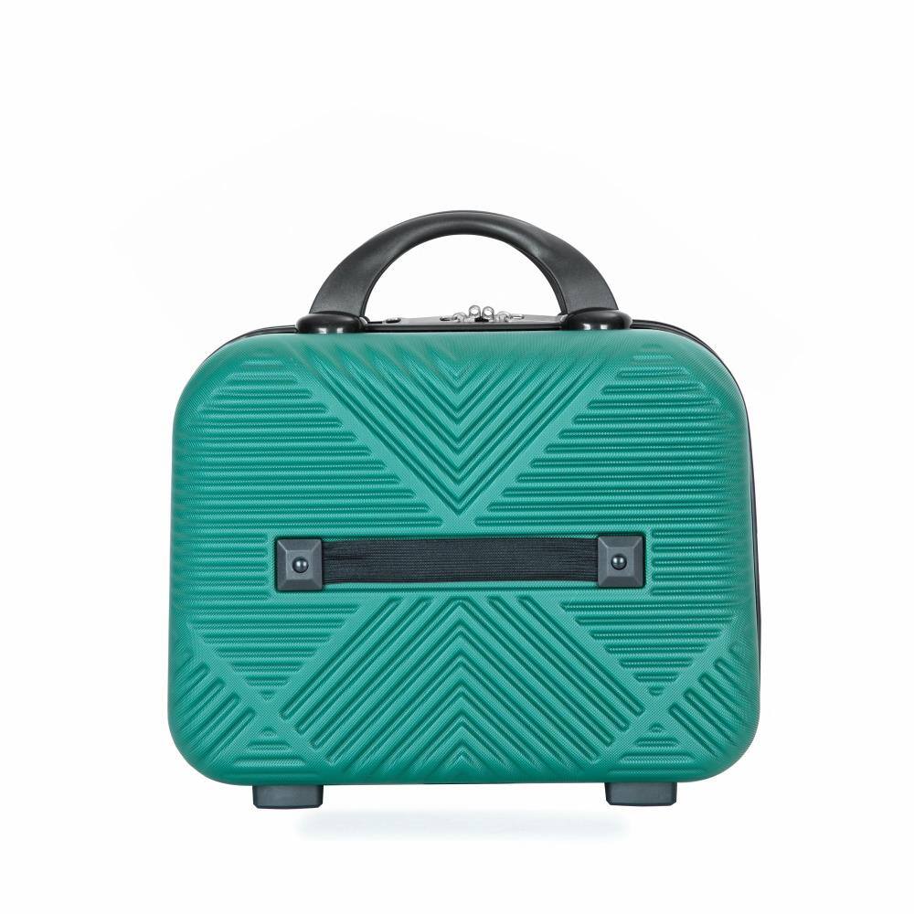 Alt View 2. BreeBe - 4-Piece ABS Lightweight Suitcase Set with 14-Inch Makeup Box and Aircraft Wheels - Dark Green.