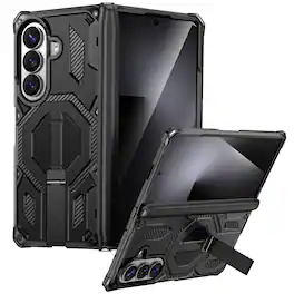 Dteck - Heavy Duty Rugged Magnetic Case For Samsung Galaxy Z Fold8 Ultra, Foldable Kickstand Shockproof Hinge Protection Cover - Black