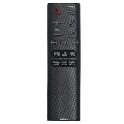 SOURCE
VOL
SOUND EFFECT
3D SOUND
AUDIO SYNC
Bluetooth
POWER
EQUALIZER
WOOFER
DIMMER
Anynet+
AH59-02631D