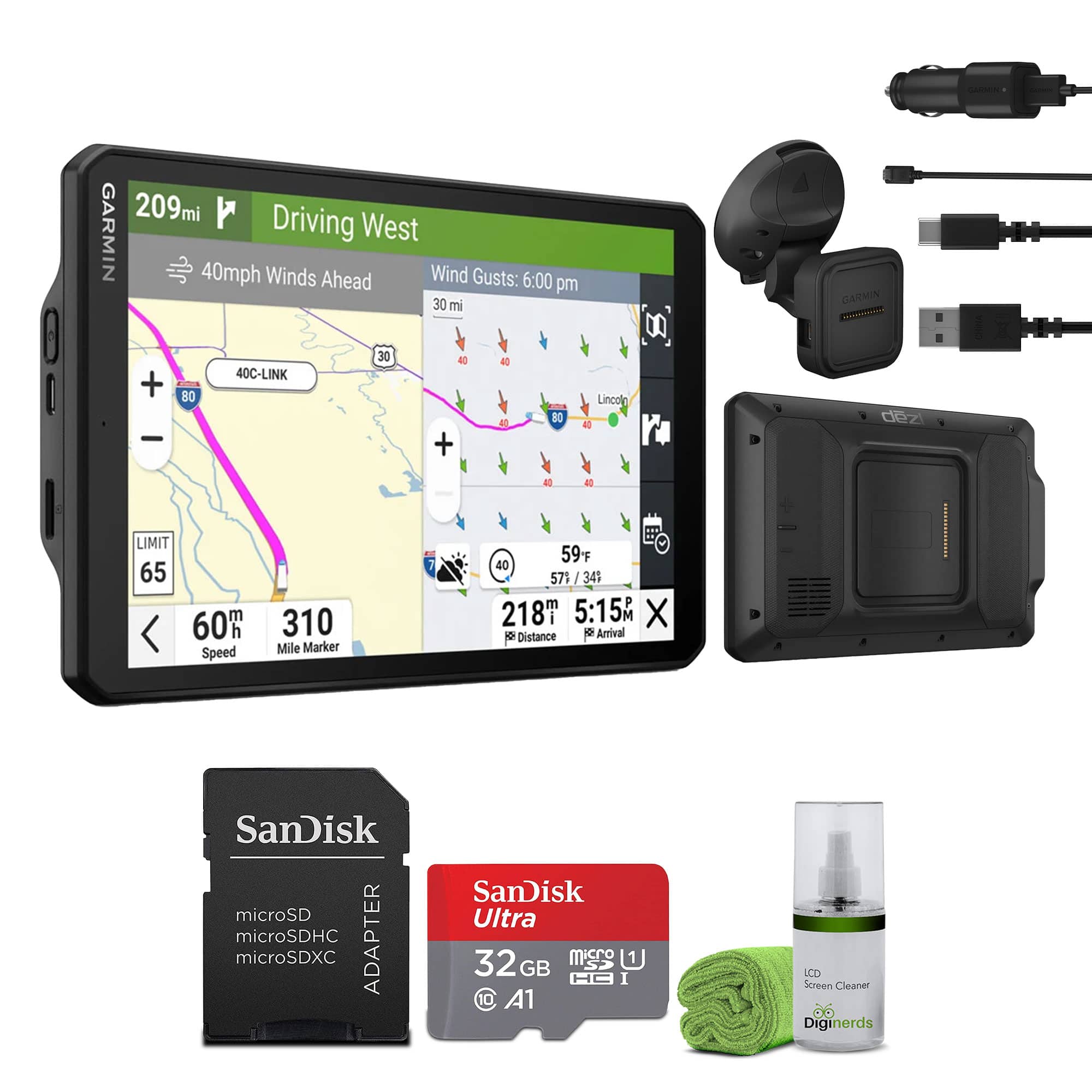 Garmin - dezl OTR820, Large, Easy-to-Read 8” GPS Truck Navigator Bundle - Black