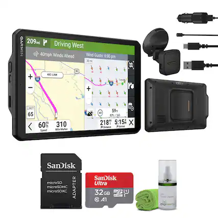 209mi
GARMIN
Driving West
40mph Winds Ahead
Wind Gusts: 6:00 pm
30 mi
40C-LINK
LIMIT 65
Speed 60mph
Mile Marker 310
Distance 218mi
59°F
5:15M
Arrival
SanDisk microSD microSDHC ADAPTER
SanDisk Ultra 32GB microSDHC A1
LCD Screen Cleaner
Dignernds
