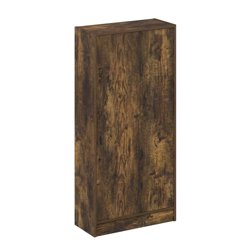Front. FurniFact - Wooden Bookcase with Shelves for Home Storage and Organization - Amber Pine.