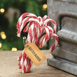 BreeBe - 12/Set Sparkle Chenille Candy Canes - Red, White