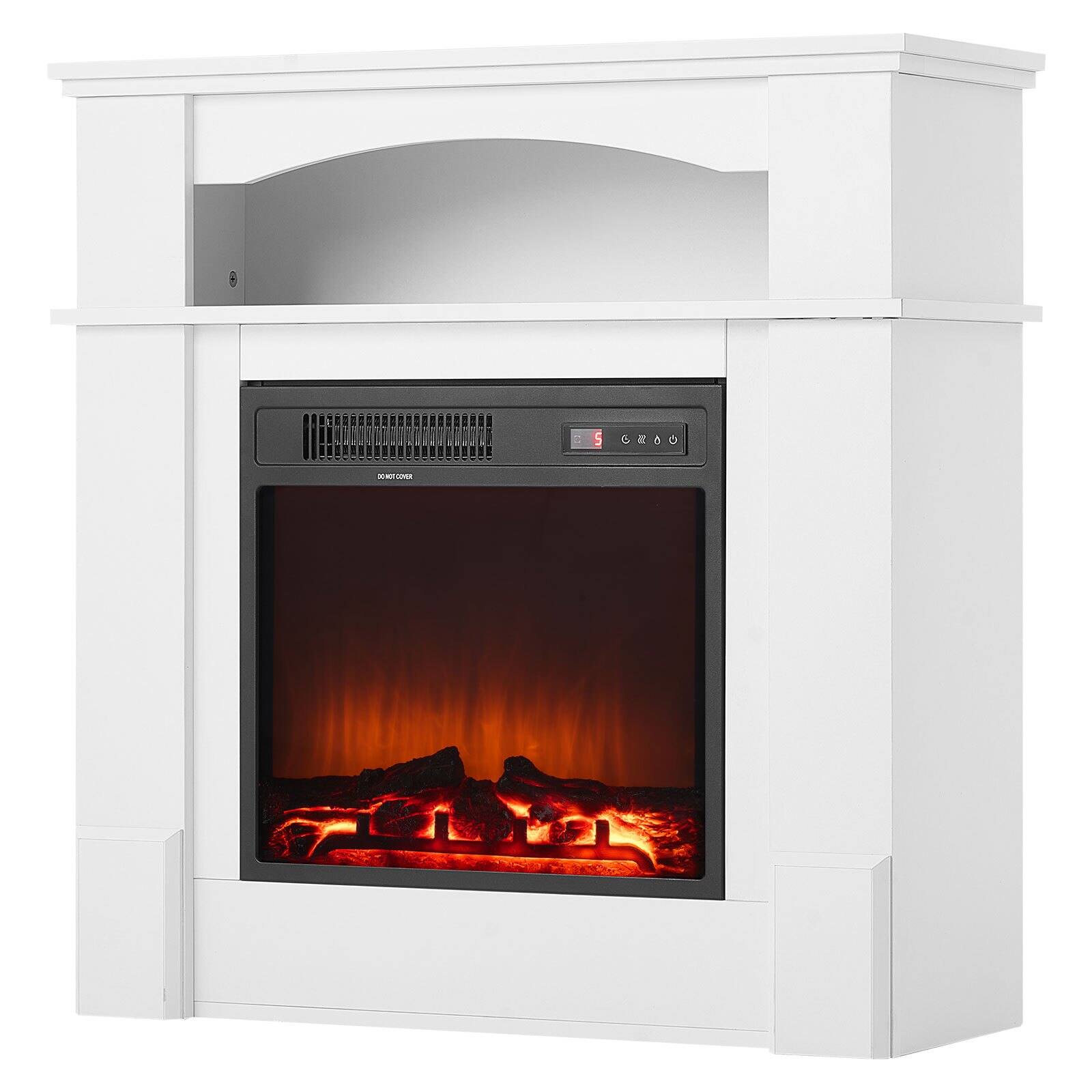 Alt View 9. Glintex - 33 Inch Freestanding Electric Fireplace Heater with Mantel, 1500W 5120BTU, Adjustable Flame, Timer, Remote Control - White.