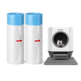 2-Pack Replacement Waste Bags Compatible with Teendow CLB05 Automatic Self-Cleaning Cat Litter Box - White