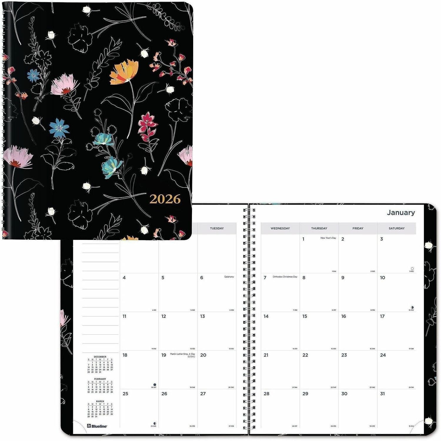 Rediform - Essential Weekly/Monthly Planner, Weekly, Monthly, Dramatic Floral