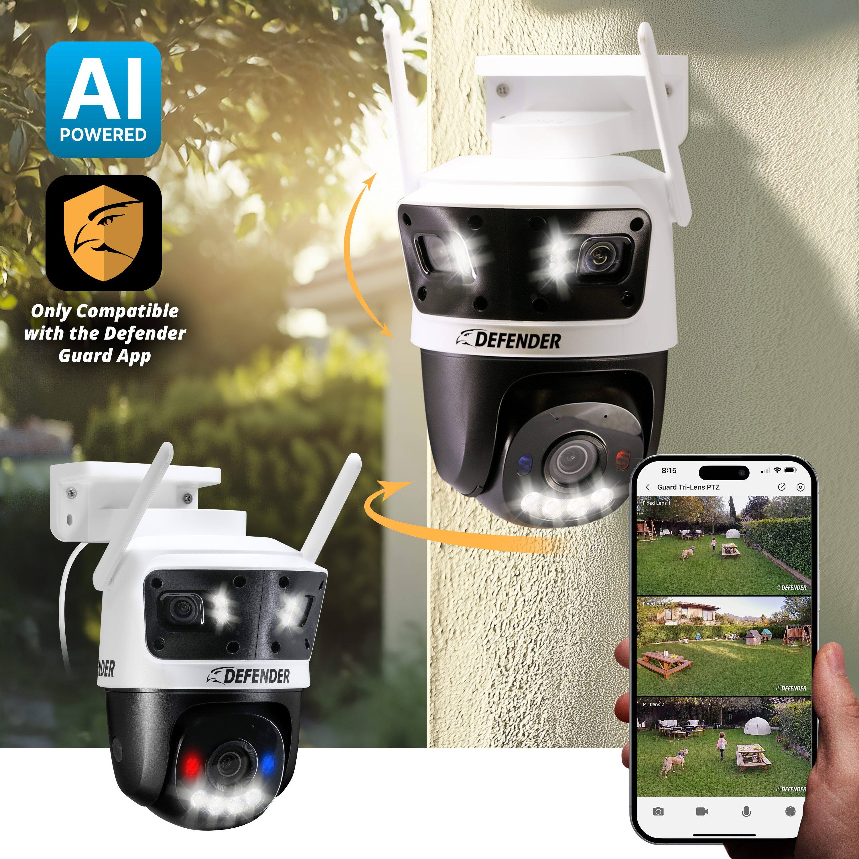 AI POWERED  
Only Compatible with the Defender Guard App  
DEFENDER 85  
Guard Tri-Lens PTZ  
JENUES DEFENDER JATTRE