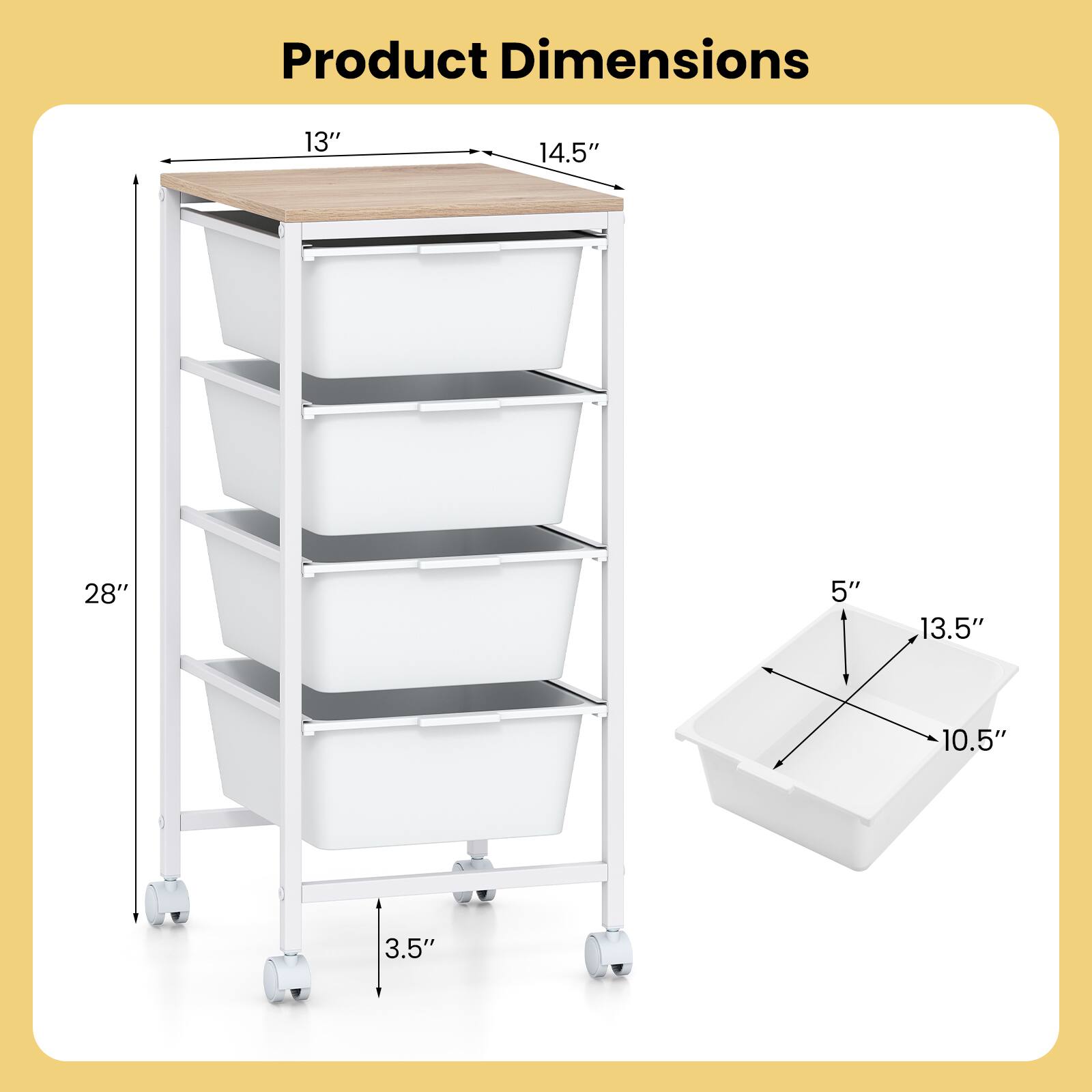 Product Dimensions

- 13" x 14.5" x 28" x 3.5"
- 13.5" x 10.5" x 5"