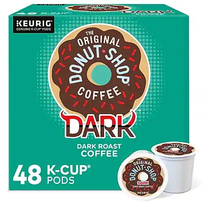 KEURIG GENUINE K-CUP PODS
THE ORIGINAL DONUT SHOP COFFEE
DARK
DARK ROAST COFFEE
48 K-CUP PODS
