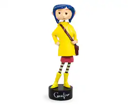 Surreal Entertainment - Coraline in Rain Coat PVC Bobble Figure | 5 Inches Tall - Yellow