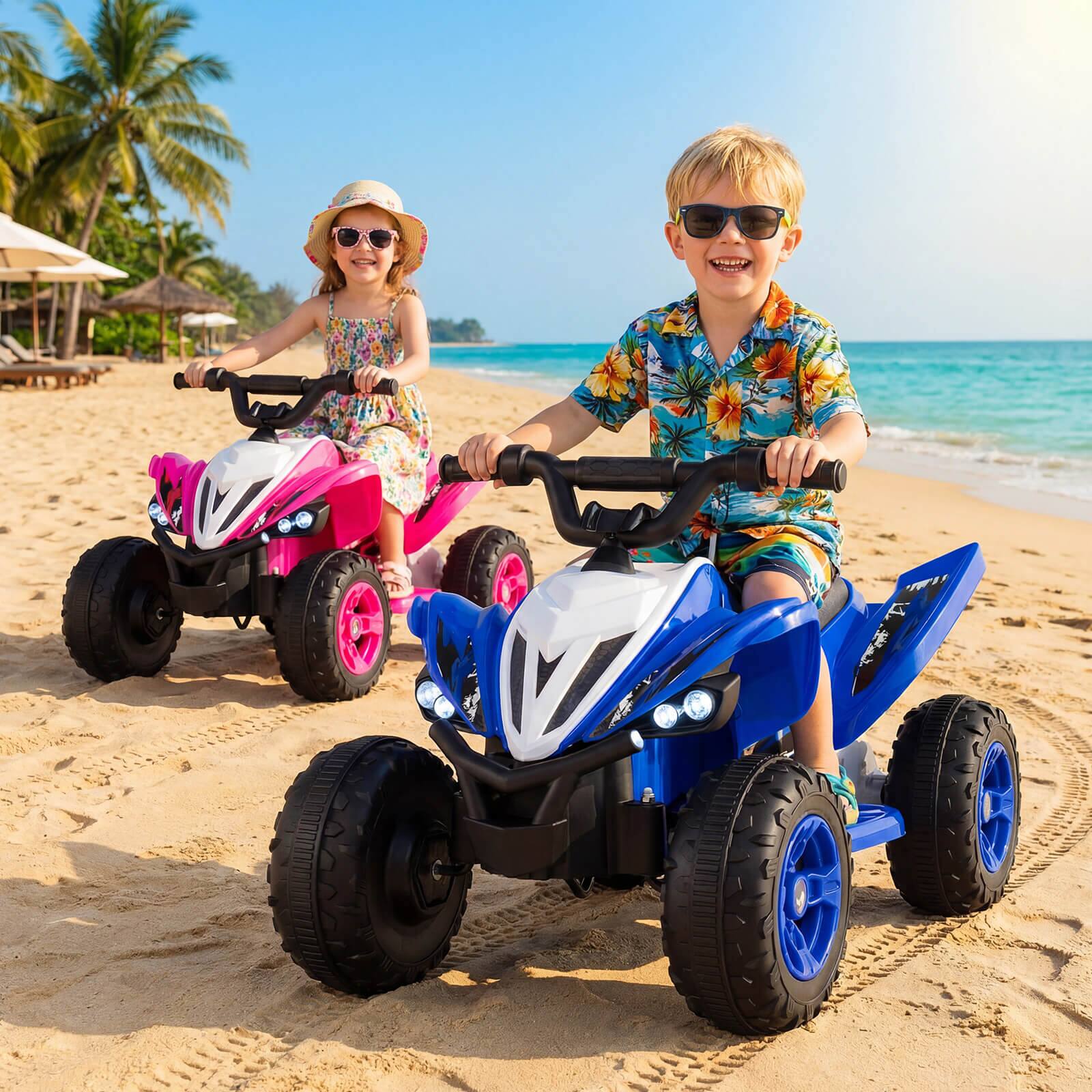 Alt View 3. Costway - Costway 12V Quad 4 Wheeler Ride on Toy with Music, Light, USB Port, Wireless Connection - Navy.