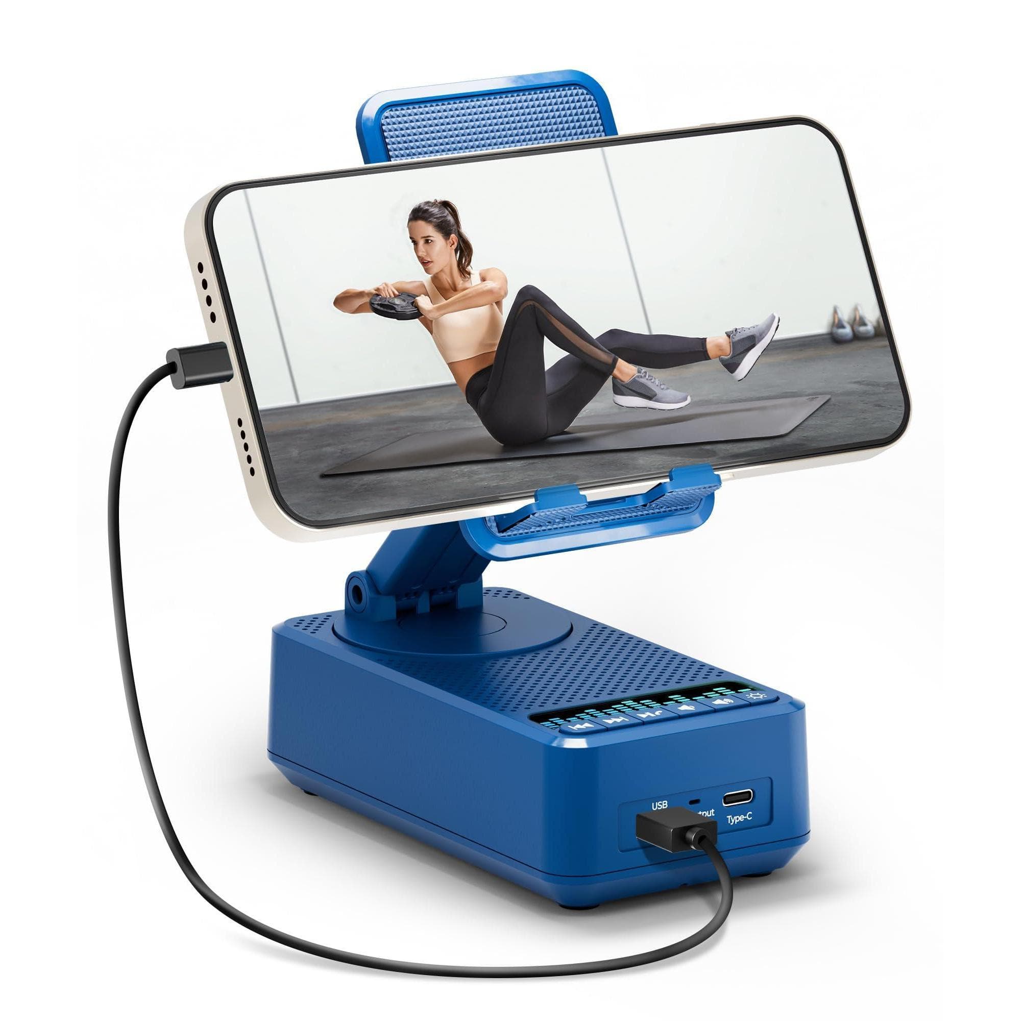 Cedar Assembly - With Cell Phone Stand Crystal-clear Sound Bass Adjustable Holder Dynamic Led Lights 5000mah For 20 Hours - Blue